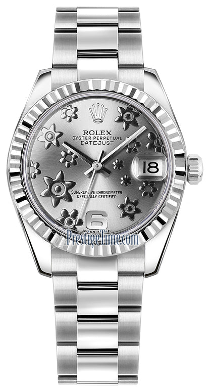 Rolex Datejust 31mm Stainless Steel 178274 Rhodium Floral Oyster