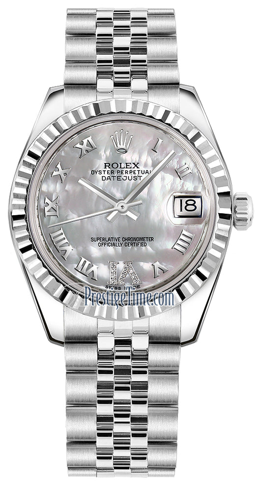 Rolex Datejust 31mm Stainless Steel 178274 White MOP VI Roman Jubilee