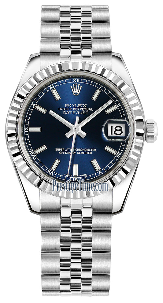 Rolex Datejust 31mm Stainless Steel 178274 Blue Index Jubilee