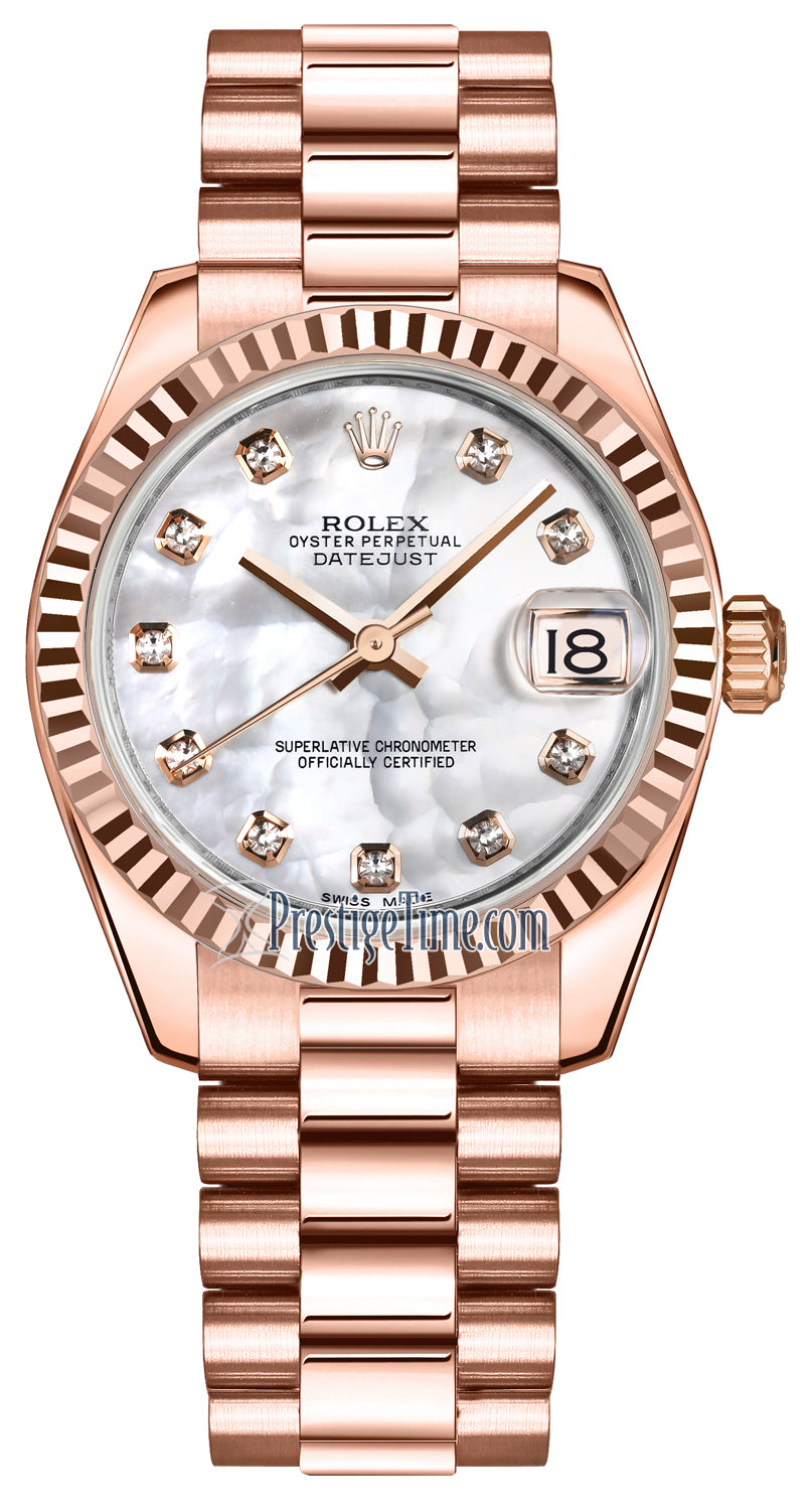 Rolex Datejust 31mm Everose Gold 178275 MOP Diamond President