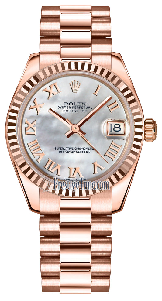 Rolex Datejust 31mm Everose Gold 178275 MOP Roman President