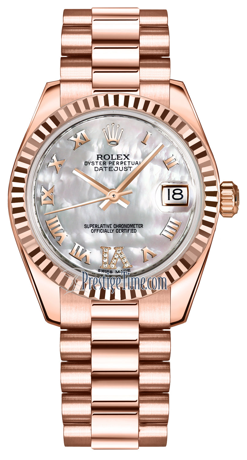 Rolex Datejust 31mm Everose Gold 178275 MOP VI Roman President