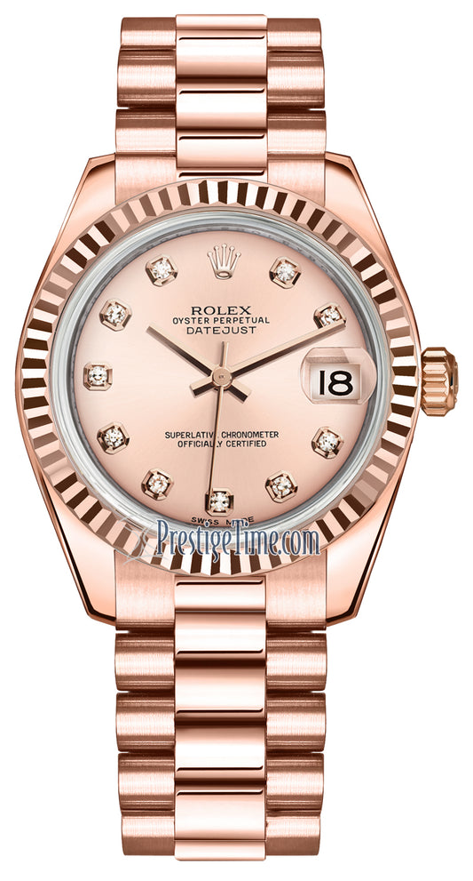 Rolex Datejust 31mm Everose Gold 178275 Pink Diamond President