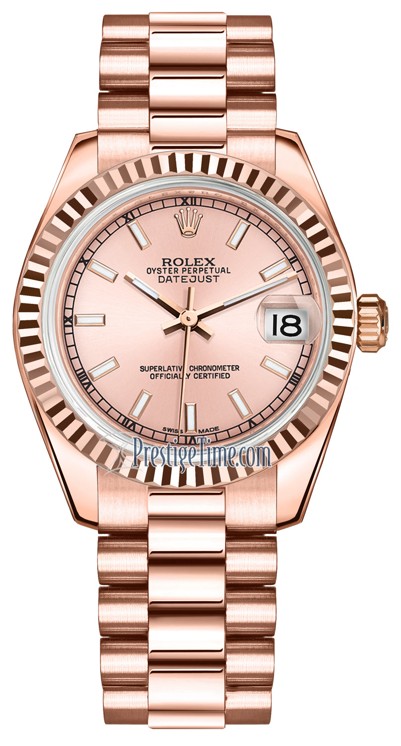 Rolex Datejust 31mm Everose Gold 178275 Pink Index President