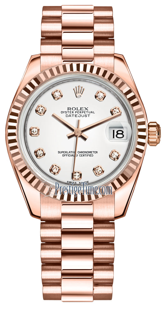 Rolex Datejust 31mm Everose Gold 178275 White Diamond President