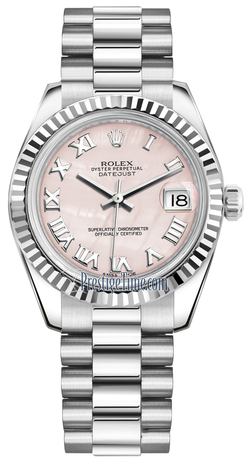 Rolex Datejust 31mm White Gold 178279 Pink MOP Roman President