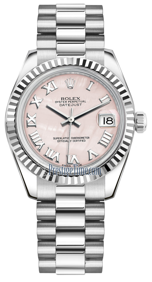 Rolex Datejust 31mm White Gold 178279 Pink MOP Roman President