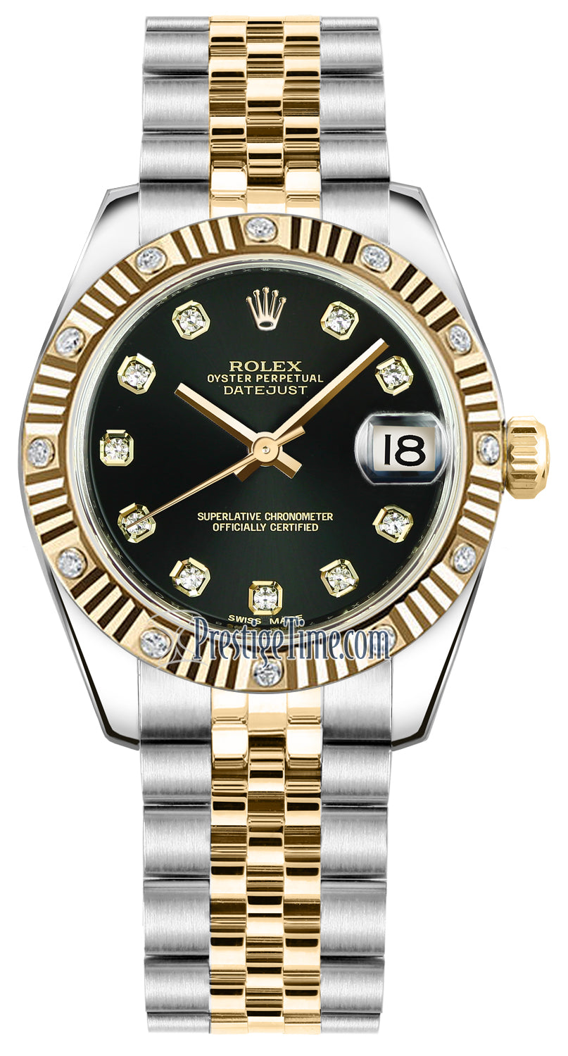 Rolex Datejust 31mm Stainless Steel and Yellow Gold 178313 Black Diamond Jubilee