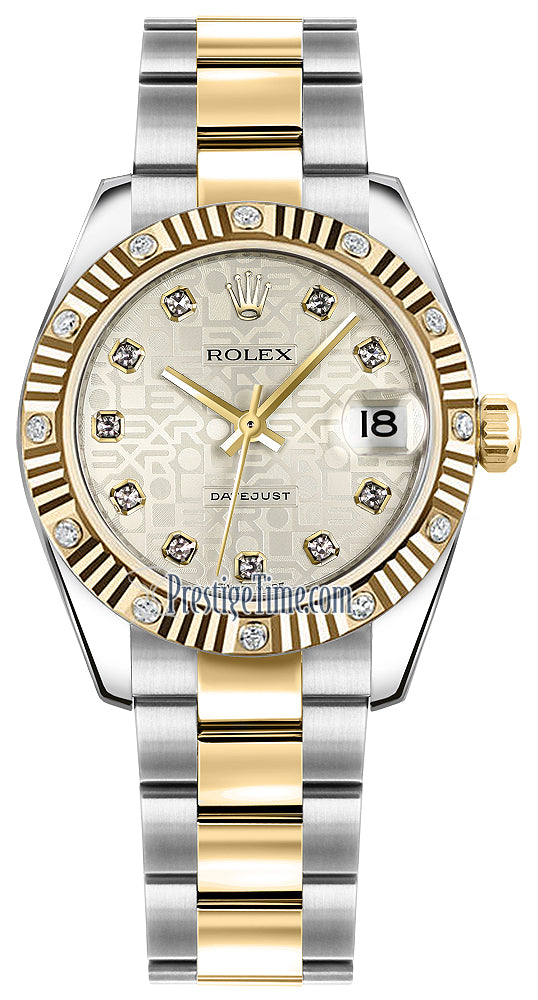 Rolex Datejust 31mm Stainless Steel and Yellow Gold 178313 Jubilee Silver Diamond Oyster