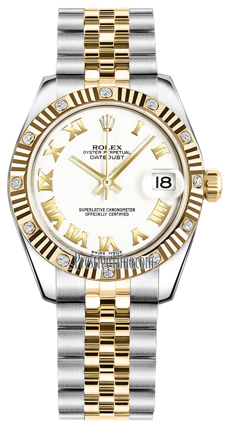 Rolex Datejust 31mm Stainless Steel 178344 White Roman Jubilee