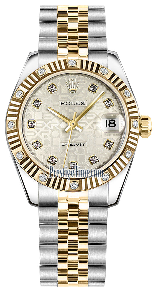 Rolex Datejust 31mm Stainless Steel and Yellow Gold 178313 Jubilee Silver Diamond Jubilee