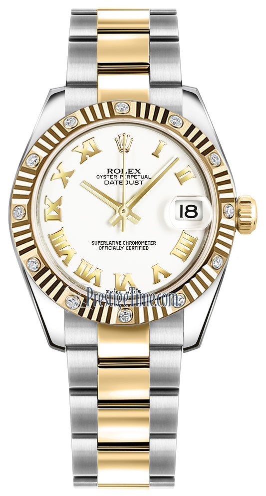 Rolex Datejust 31mm Stainless Steel and Yellow Gold 178313 White Roman Oyster