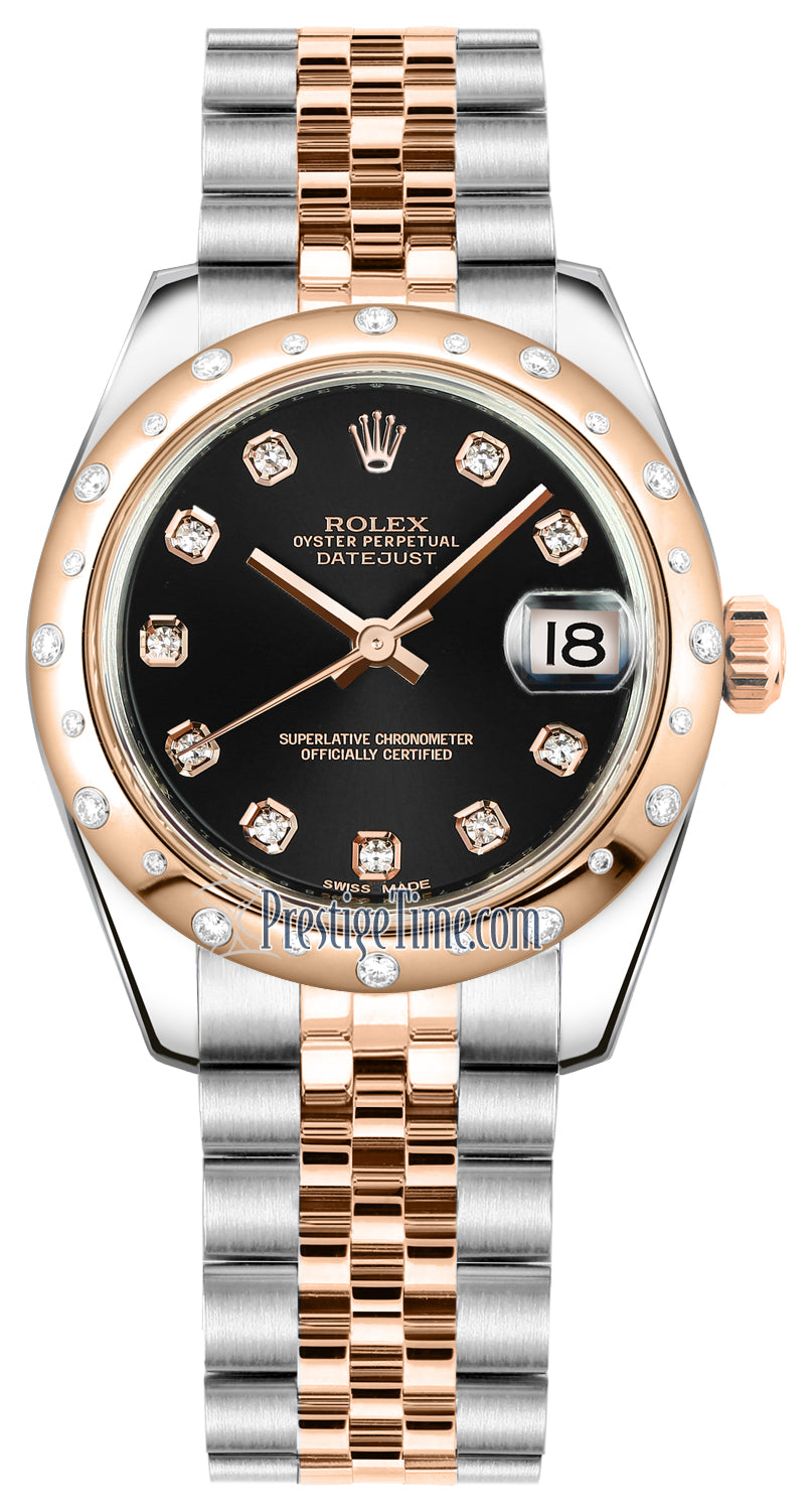 Rolex Datejust 31mm Stainless Steel and Rose Gold 178341 Black Diamond Jubilee