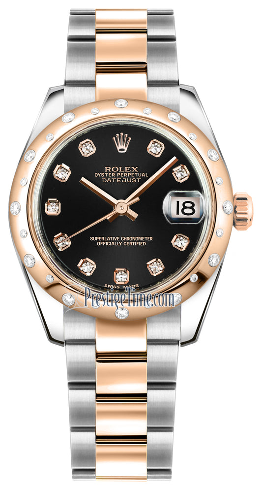 Rolex Datejust 31mm Stainless Steel and Rose Gold 178341 Black Diamond Oyster