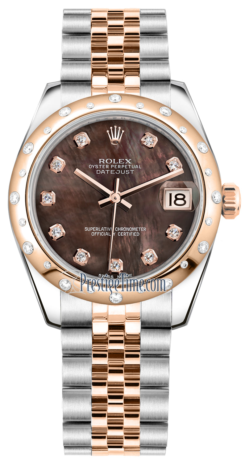 Rolex Datejust 31mm Stainless Steel and Rose Gold 178341 Black MOP Diamond Jubilee