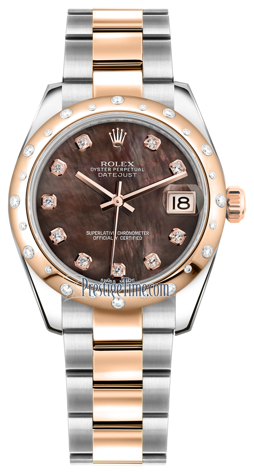 Rolex Datejust 31mm Stainless Steel and Rose Gold 178341 Black MOP Diamond Oyster