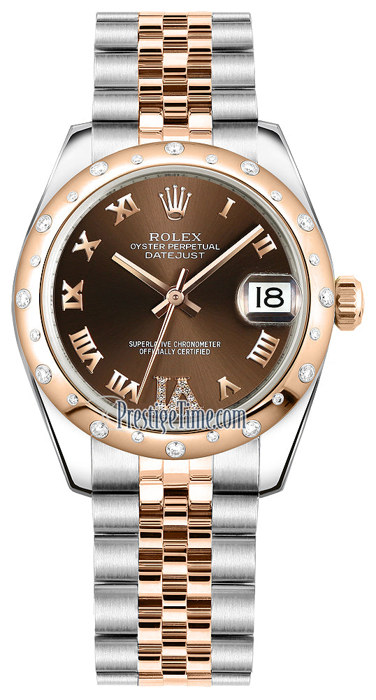 Rolex Datejust 31mm Stainless Steel and Rose Gold 178341 Chocolate VI Roman Jubilee