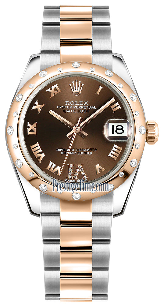 Rolex Datejust 31mm Stainless Steel and Rose Gold 178341 Chocolate VI Roman Oyster