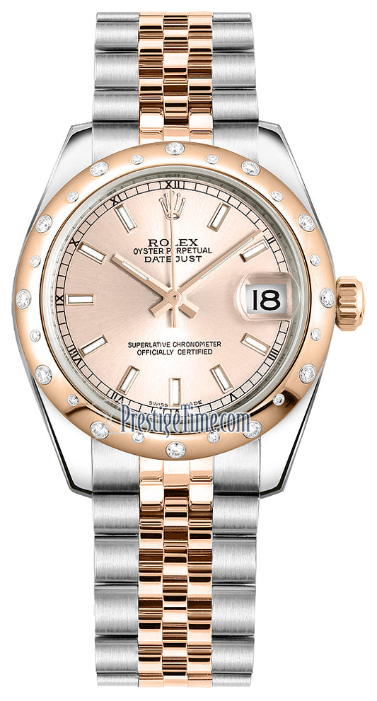 Rolex Datejust 31mm Stainless Steel and Rose Gold 178341 Pink Index Jubilee