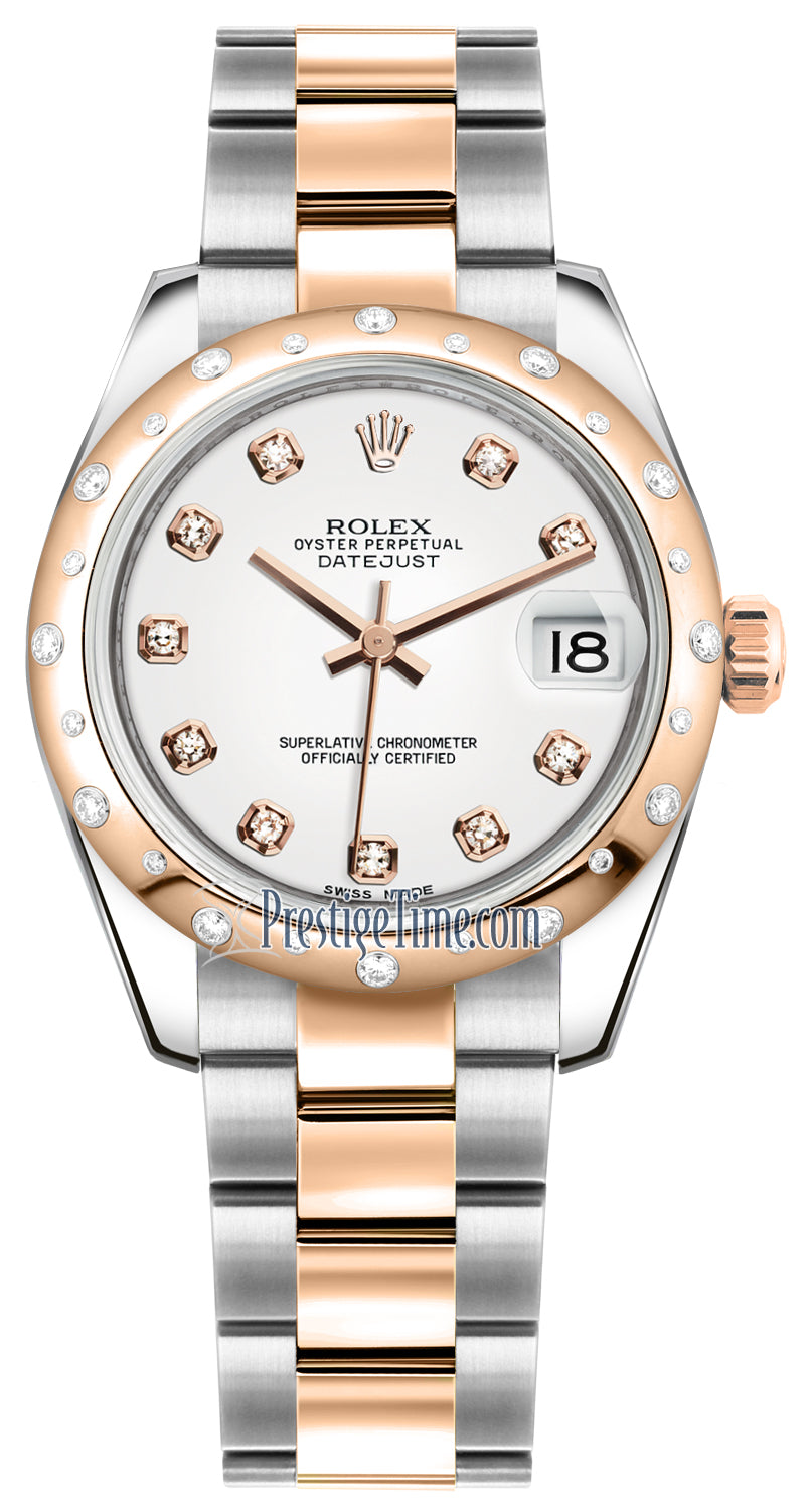 Rolex Datejust 31mm Stainless Steel and Rose Gold 178341 White Diamond Oyster