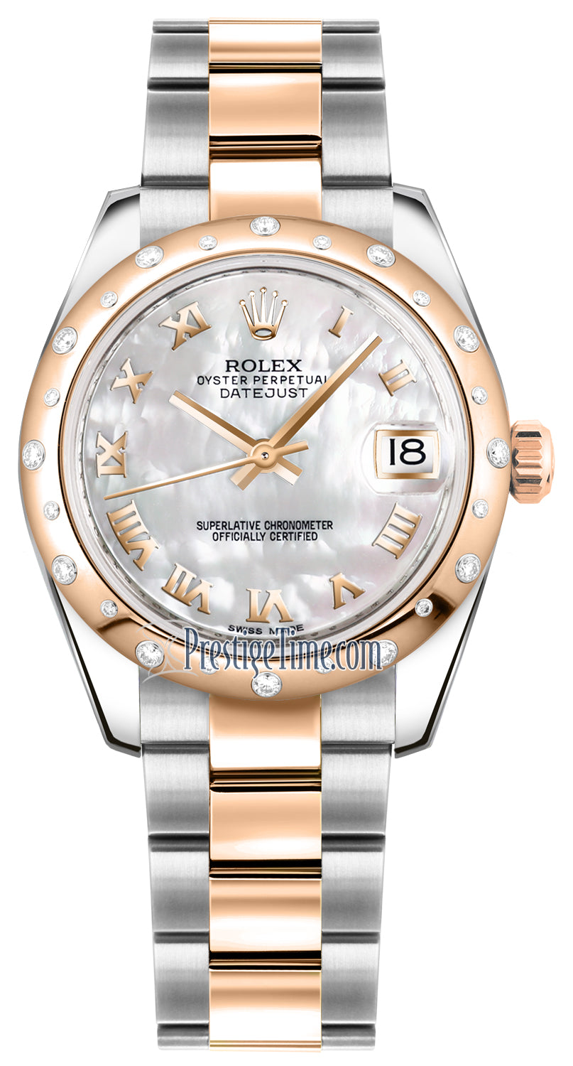 Rolex Datejust 31mm Stainless Steel and Rose Gold 178341 White MOP Roman Oyster