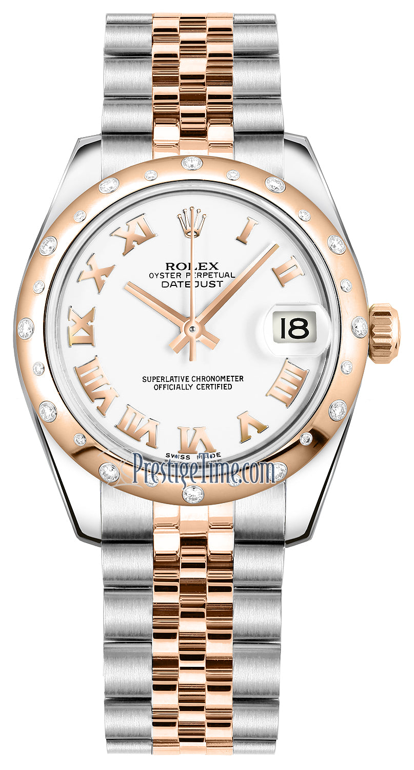 Rolex Datejust 31mm Stainless Steel and Rose Gold 178341 White Roman Jubilee