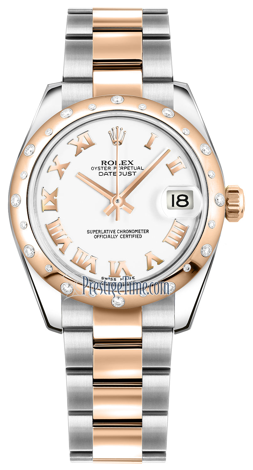 Rolex Datejust 31mm Stainless Steel and Rose Gold 178341 White Roman Oyster