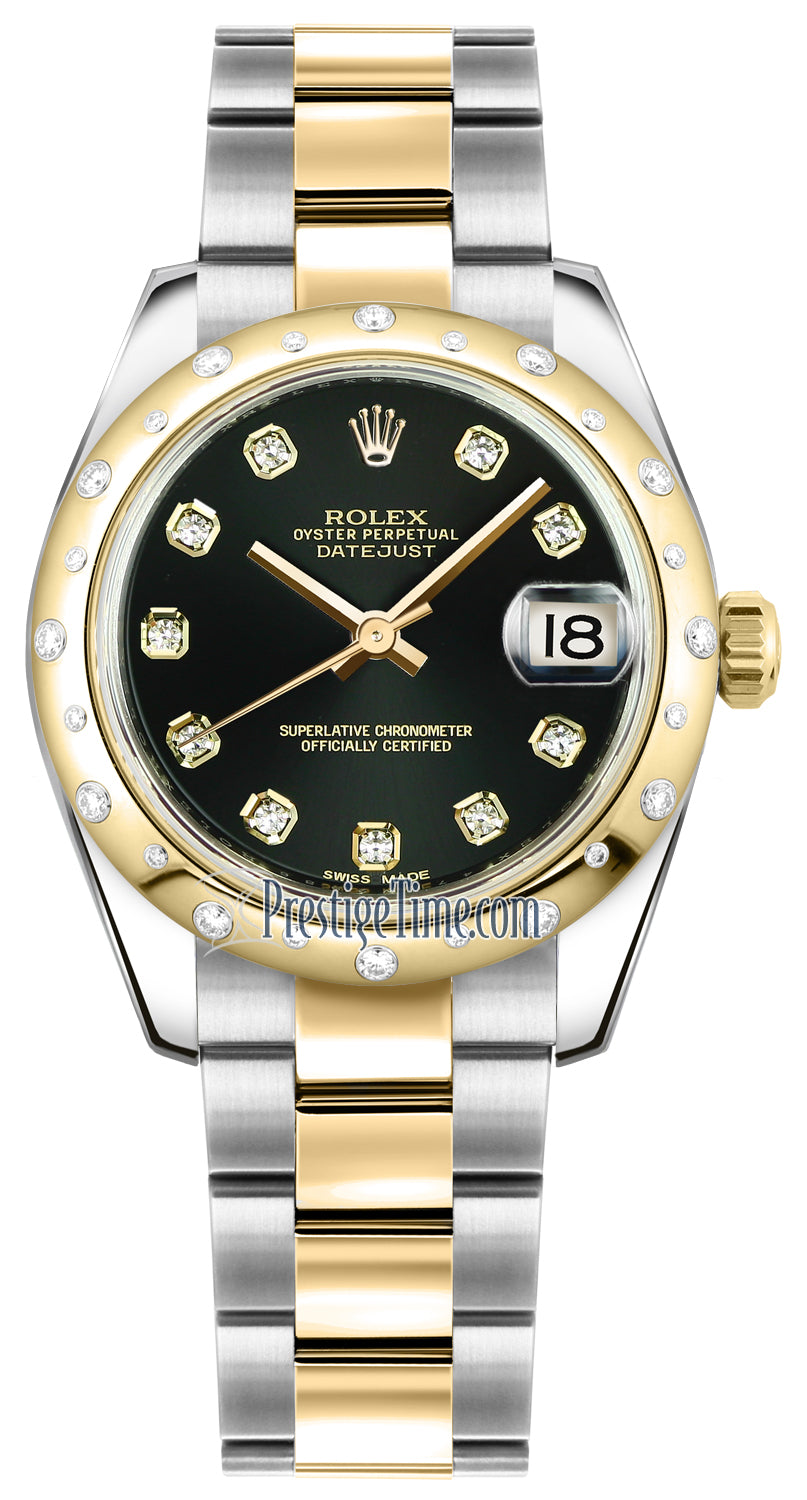 Rolex Datejust 31mm Stainless Steel and Yellow Gold 178343 Black Diamond Oyster