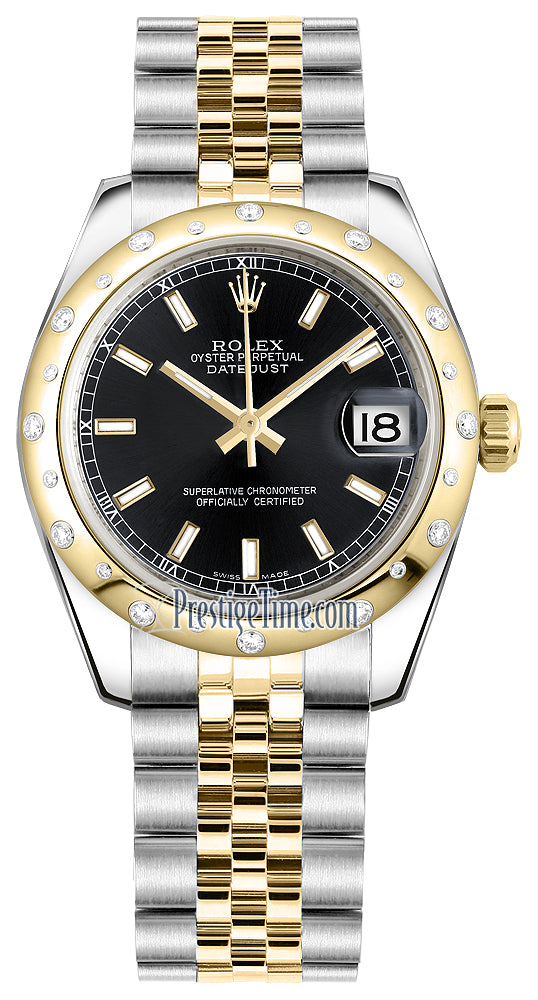 Rolex Datejust 31mm Stainless Steel and Yellow Gold 178343 Black Index Jubilee