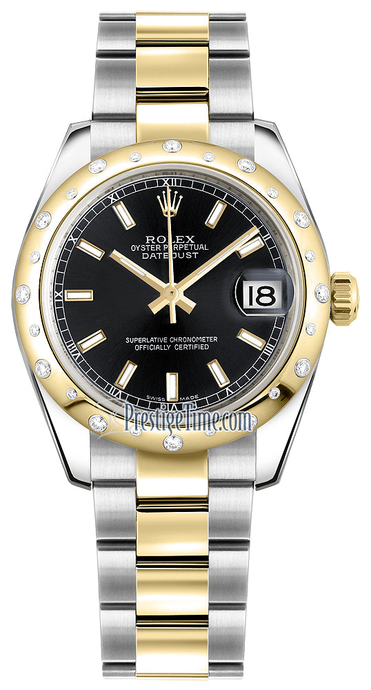 Rolex Datejust 31mm Stainless Steel and Yellow Gold 178343 Black Index Oyster