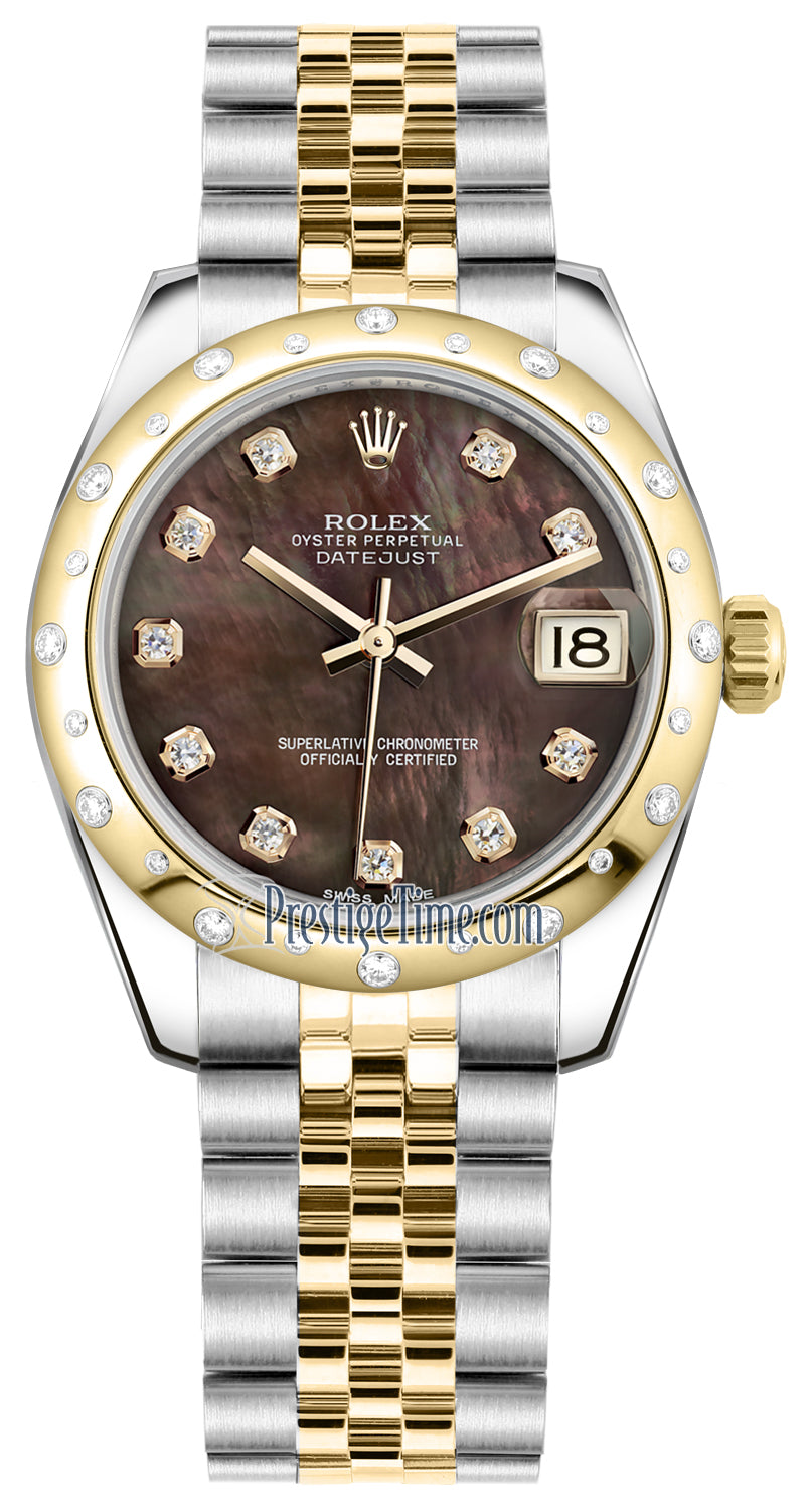 Rolex Datejust 31mm Stainless Steel and Yellow Gold 178343 Black MOP Diamond Jubilee