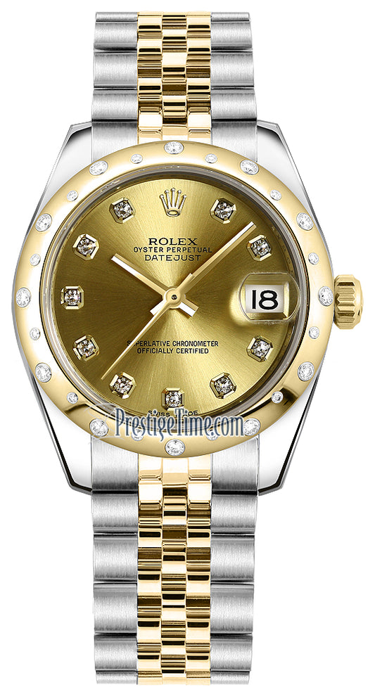 Rolex Datejust 31mm Stainless Steel and Yellow Gold 178343 Champagne Diamond Jubilee