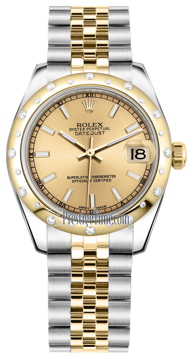 Rolex Datejust 31mm Stainless Steel and Yellow Gold 178343 Champagne Index Jubilee