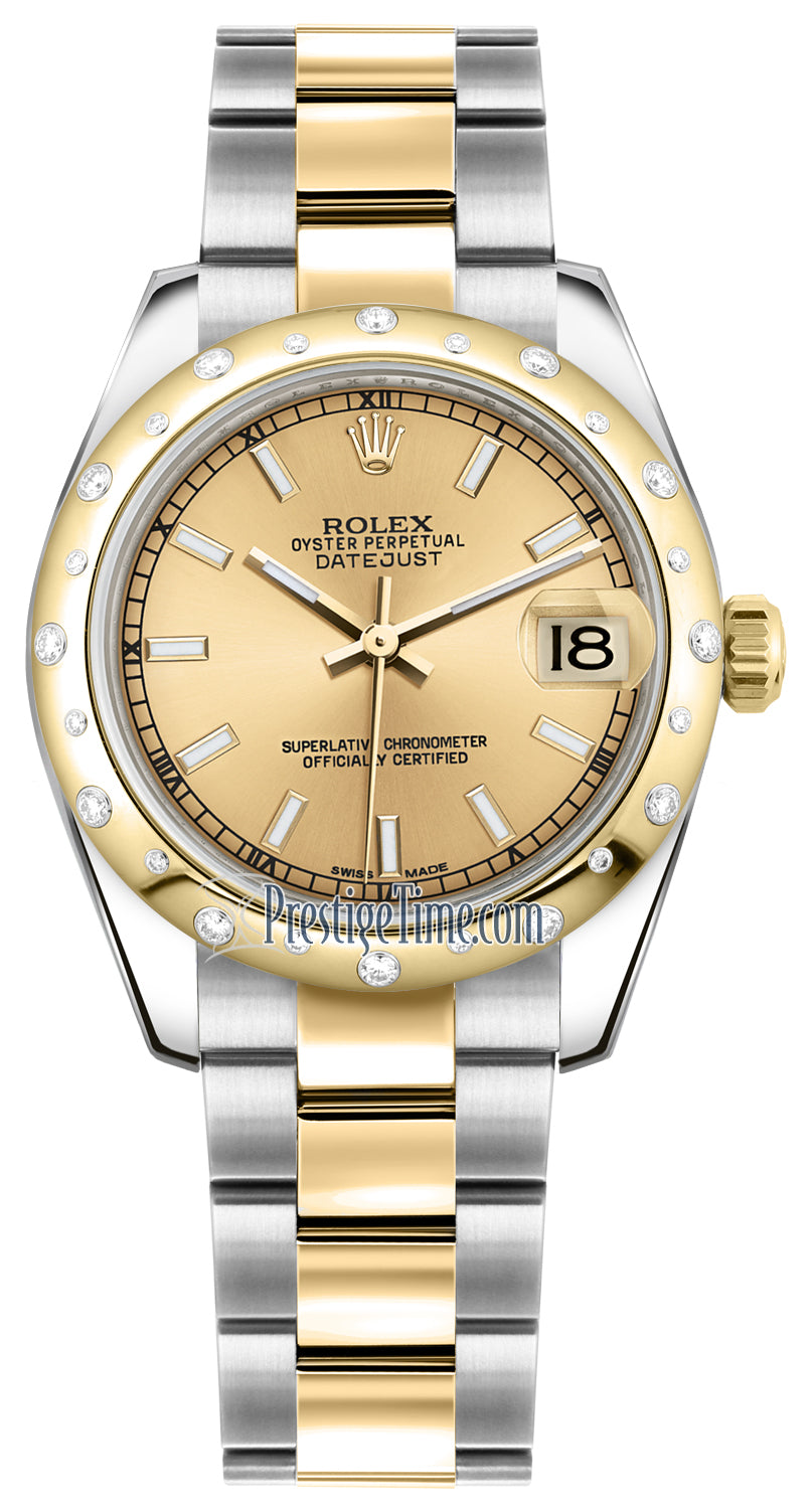 Rolex Datejust 31mm Stainless Steel and Yellow Gold 178343 Champagne Index Oyster