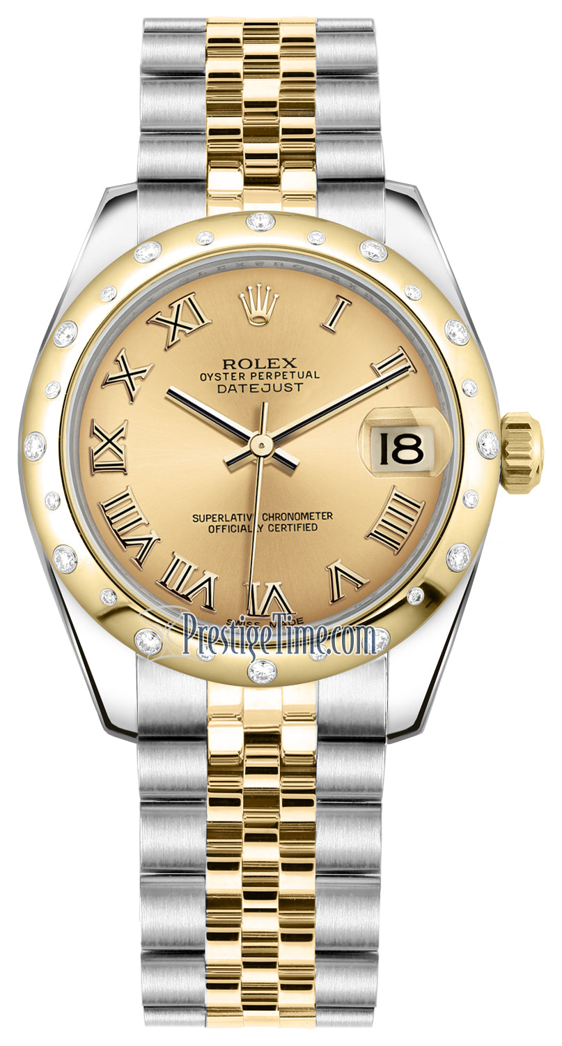 Rolex Datejust 31mm Stainless Steel and Yellow Gold 178343 Champagne Roman Jubilee