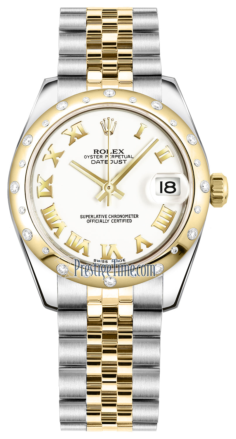 Rolex Datejust 31mm Stainless Steel and Yellow Gold 178343 White Roman Oyster