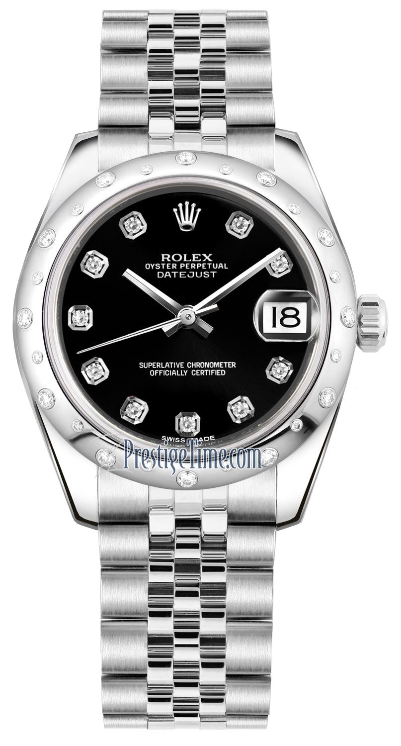 Rolex Datejust 31mm Stainless Steel 178344 Black Diamond Jubilee