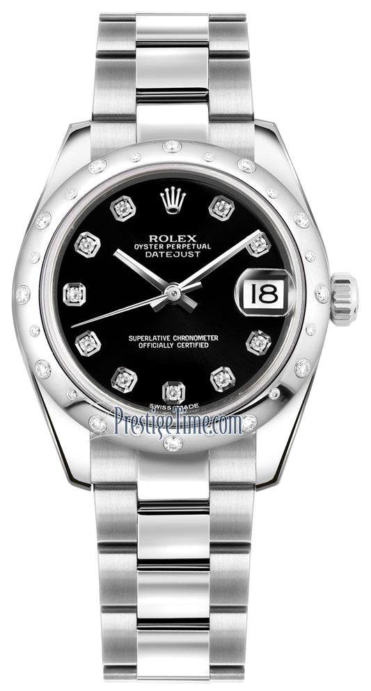 Rolex Datejust 31mm Stainless Steel 178344 Black Diamond Oyster