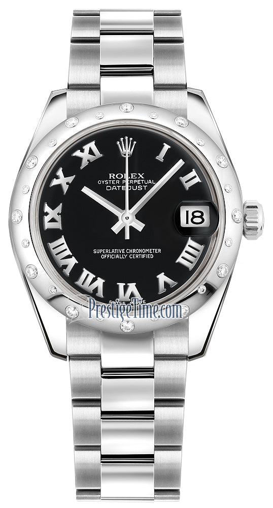 Rolex Datejust 31mm Stainless Steel 178344 Black Roman Oyster