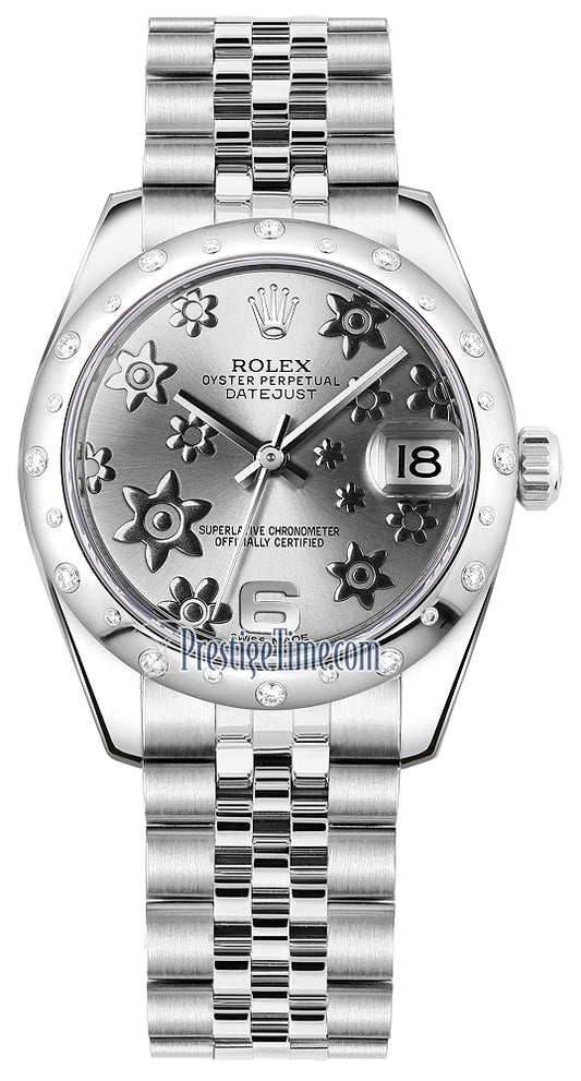 Rolex Datejust 31mm Stainless Steel 178344 Rhodium Floral Jubilee