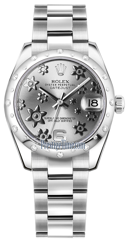 Rolex Datejust 31mm Stainless Steel 178344 Rhodium Floral Oyster