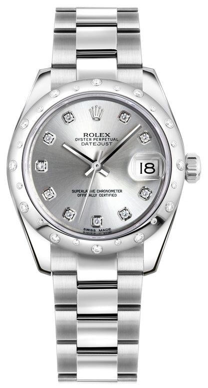 Rolex Datejust 31mm Stainless Steel 178344 Silver Diamond Oyster