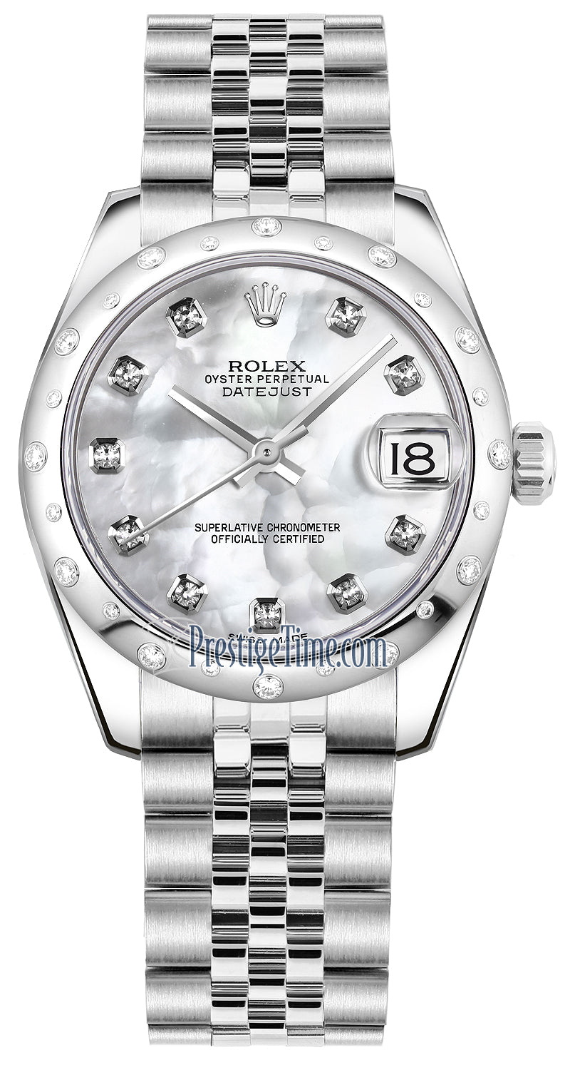 Rolex Datejust 31mm Stainless Steel 178344 White MOP Diamond Jubilee