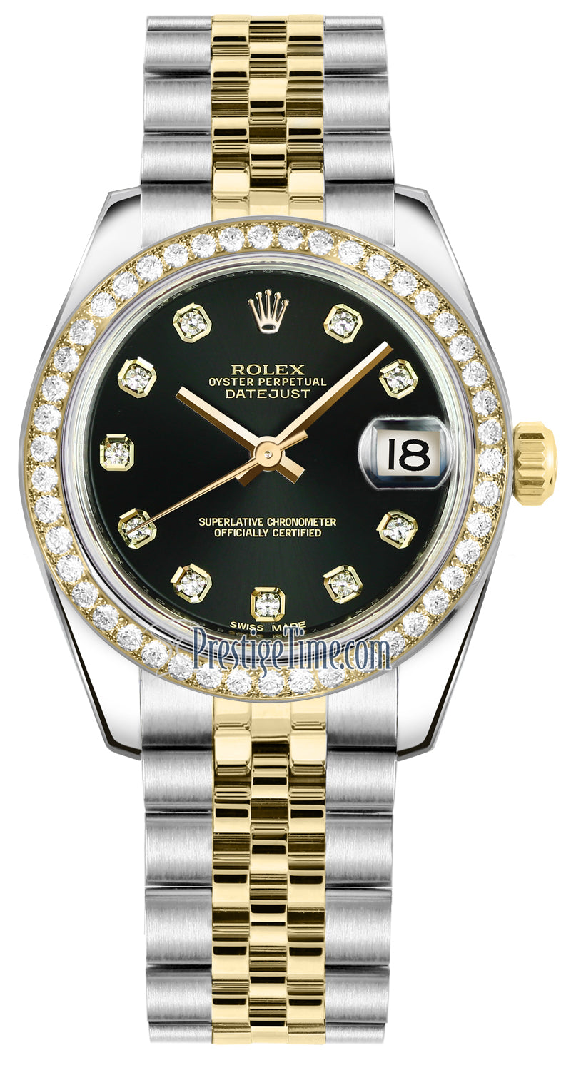 Rolex Datejust 31mm Stainless Steel and Yellow Gold 178383 Black Diamond Jubilee