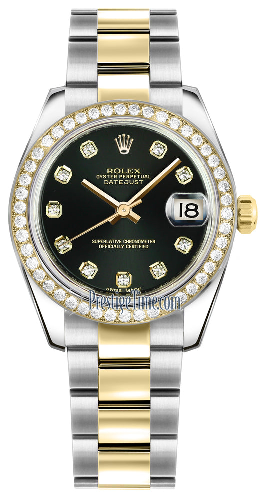 Rolex Datejust 31mm Stainless Steel and Yellow Gold 178383 Black Diamond Oyster