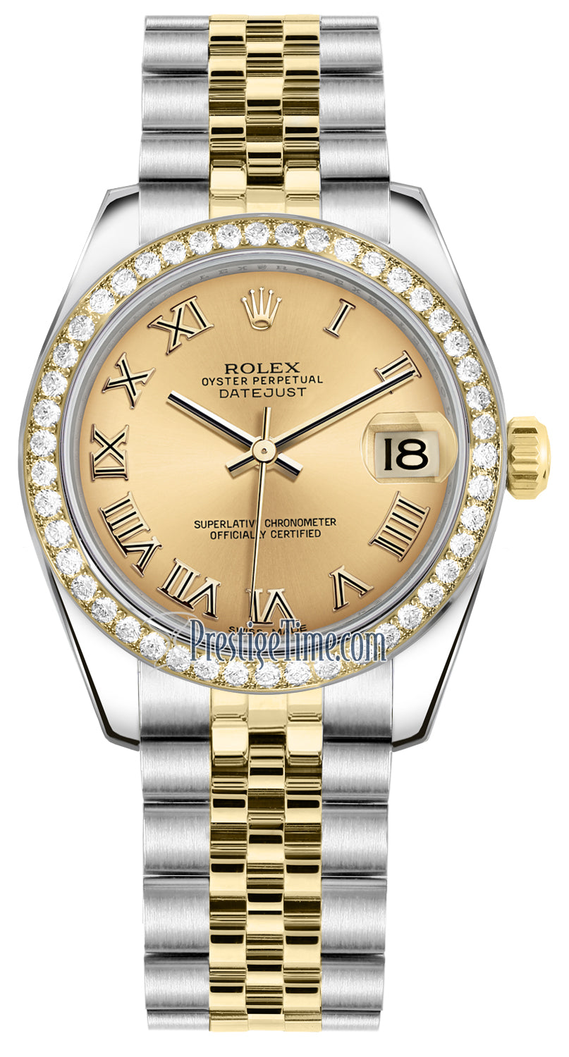 Rolex Datejust 31mm Stainless Steel and Yellow Gold 178383 Champagne Roman Jubilee