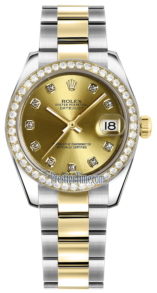 Rolex Datejust 31mm Stainless Steel and Yellow Gold 178383 Champagne Diamond Oyster