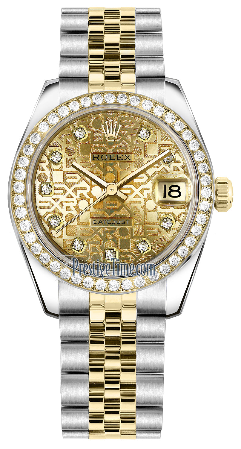 Rolex Datejust 31mm Stainless Steel and Yellow Gold 178383 Jubilee Champagne Diamond Jubilee