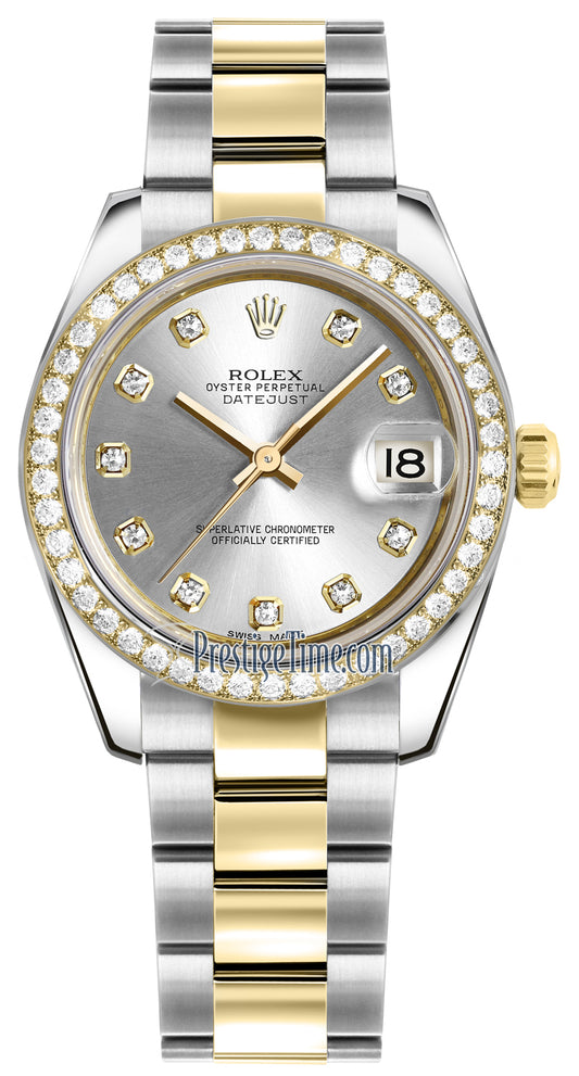 Rolex Datejust 31mm Stainless Steel and Yellow Gold 178383 Silver Diamond Oyster