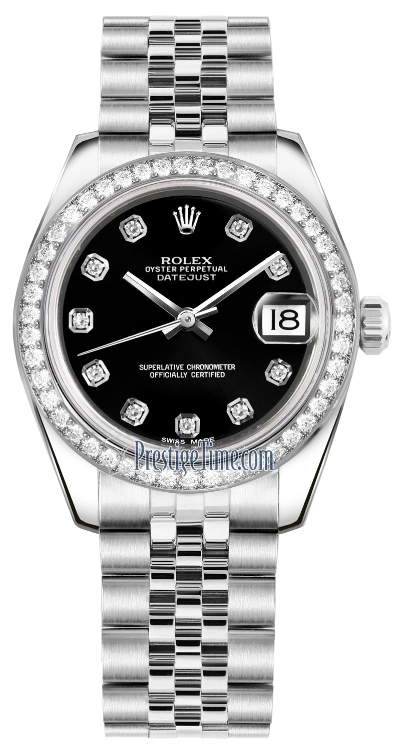 Rolex Datejust 31mm Stainless Steel 178384 Black Diamond Jubilee